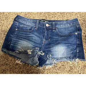Express Denim Jean Shorts Women's 4 Cutoffs Micro Mini Low Rise Festival Boho